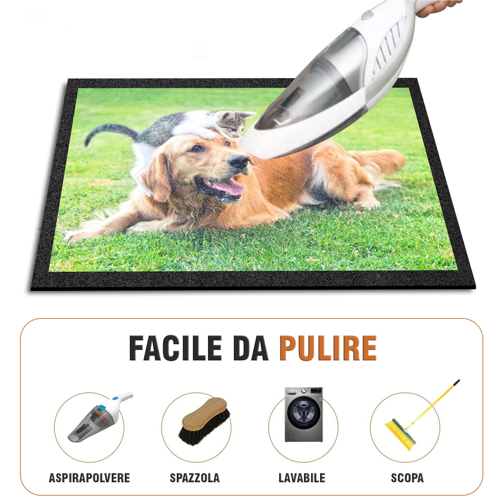 Zerbino personalizzato In Gomma 100% Riciclata - Con testo, B2B perfetto per ristoranti, uffici, negozi, fibra di cocco