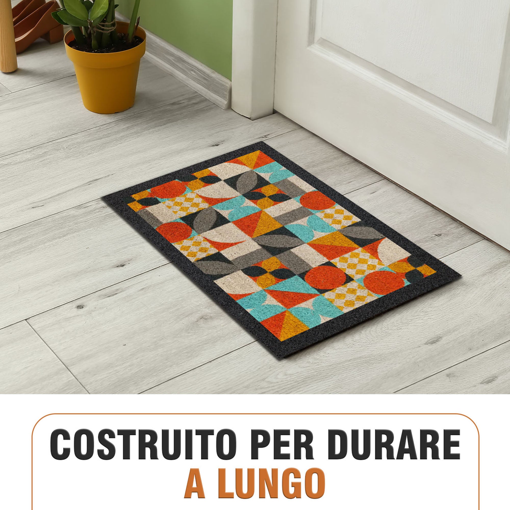 Zerbino personalizzato In Gomma 100% Riciclata - Con testo, B2B perfetto per ristoranti, uffici, negozi, fibra di cocco