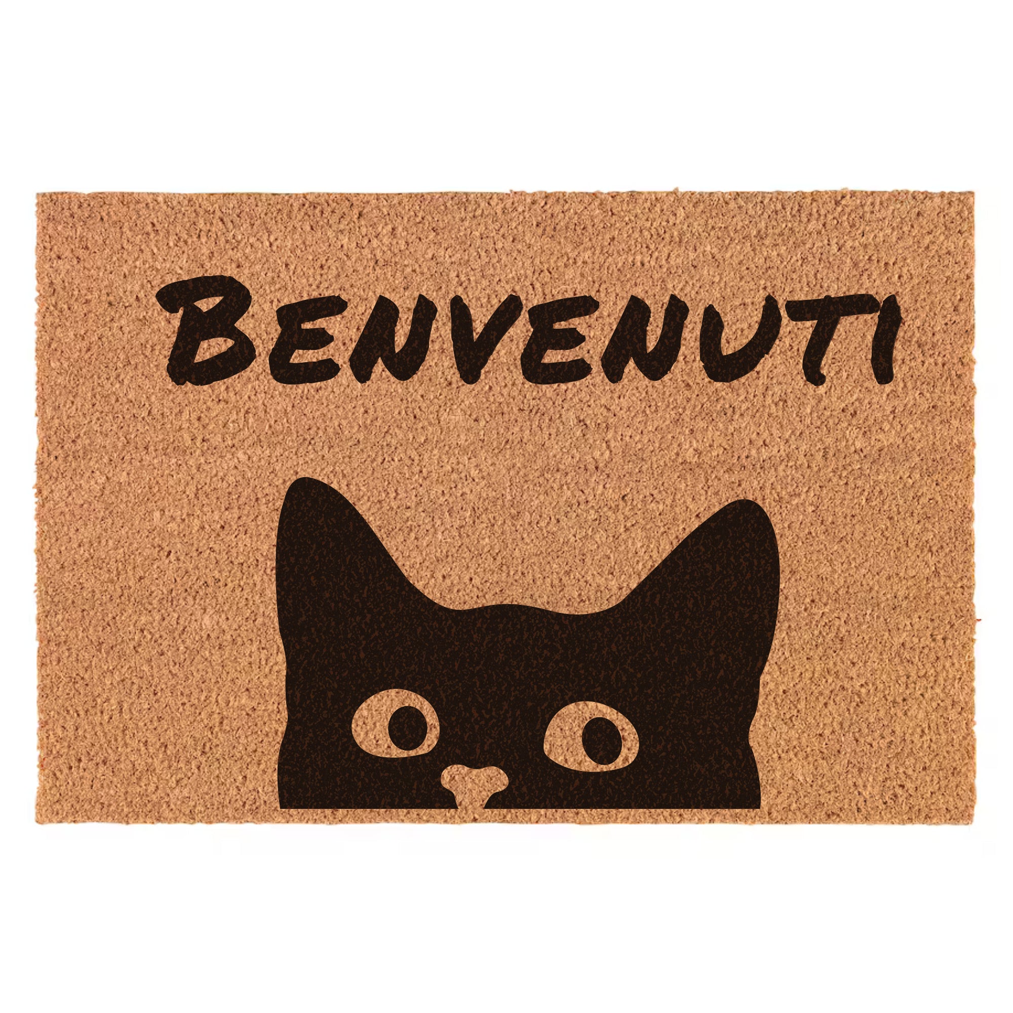 Zerbino Benvenuti Con Gatto - in Fibra di Cocco, 40x60cm