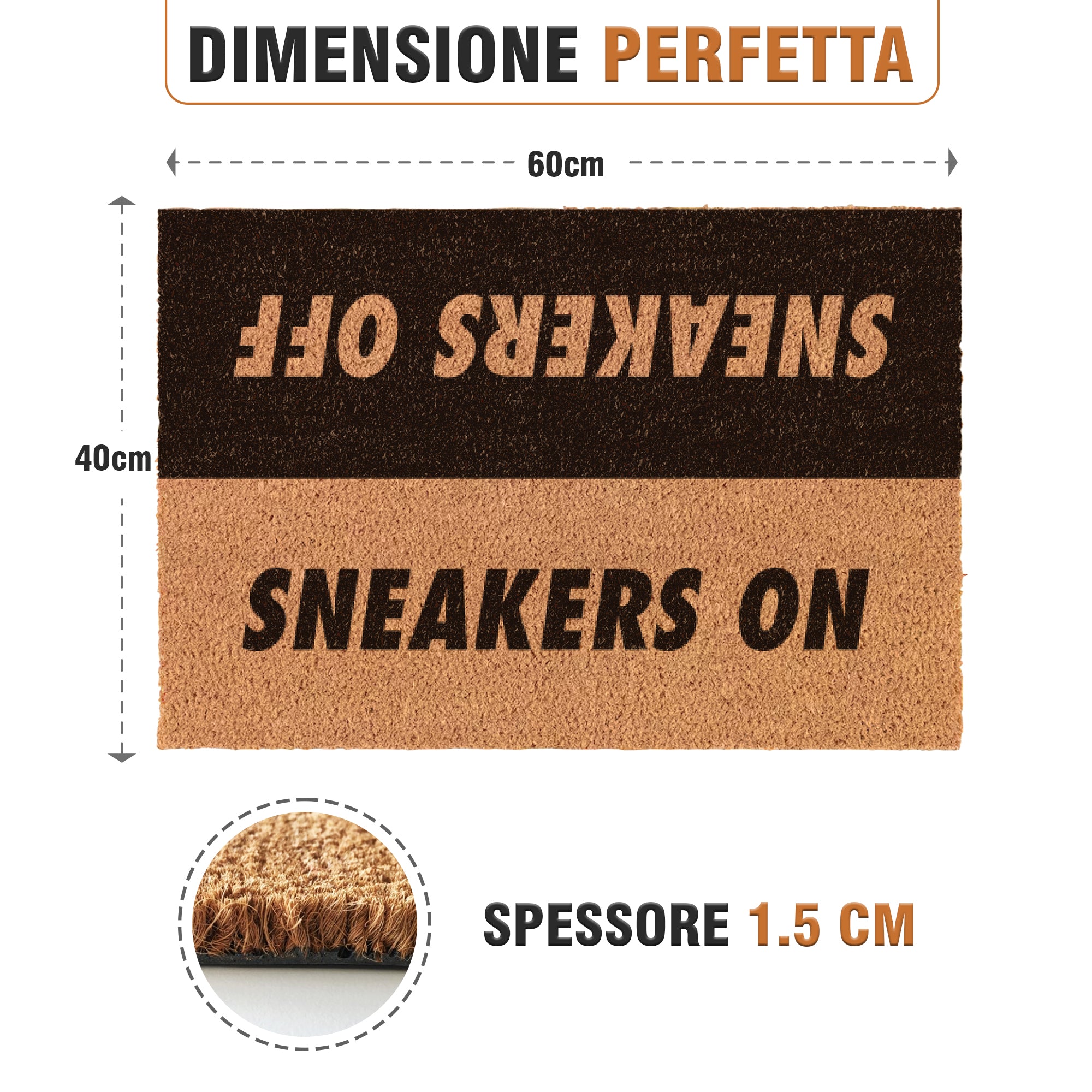 Zerbino Sneakers - SNEAKERS OFF/ SNEAKERS ON, 40x60cm In Fibra di Cocco