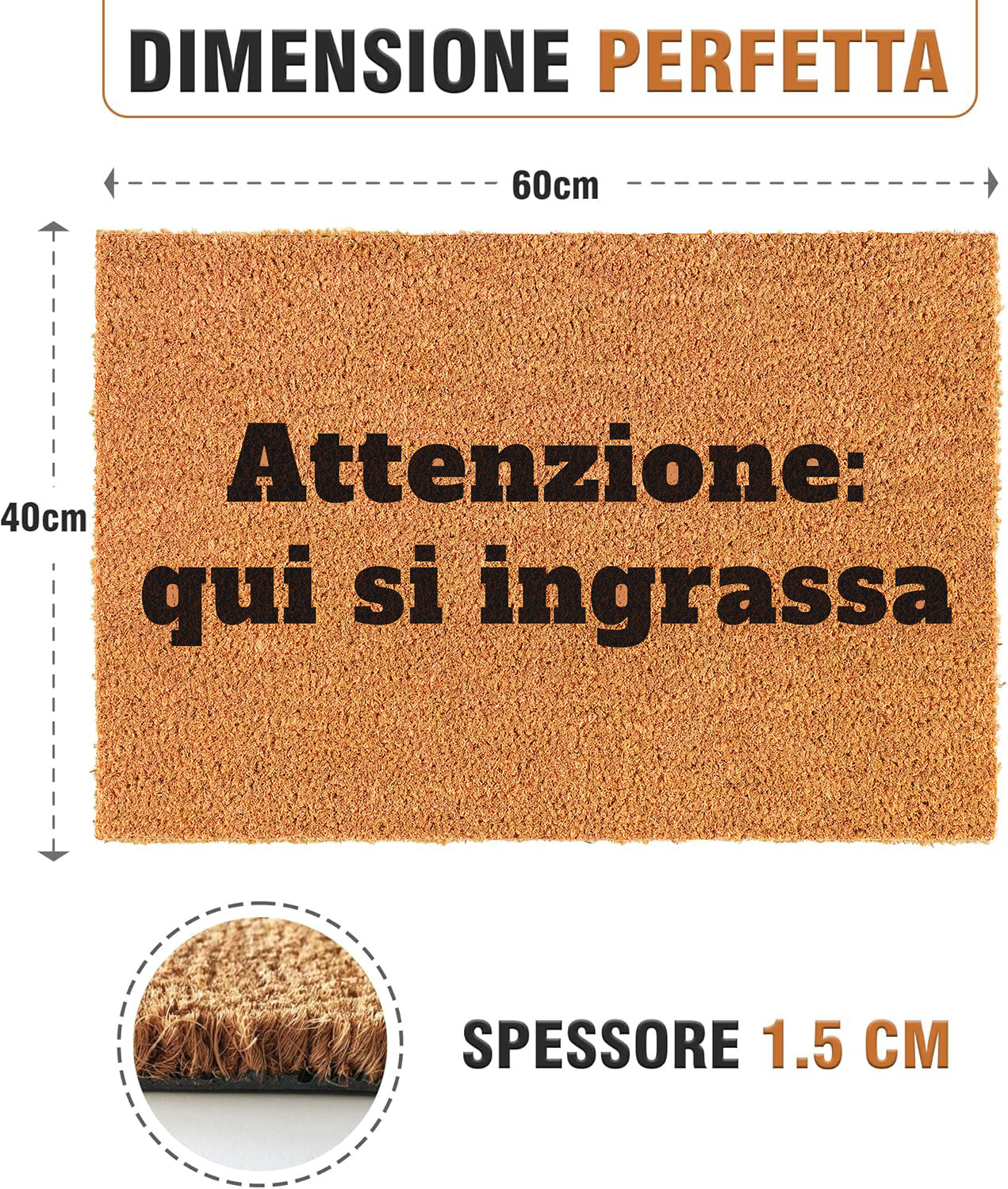 Zerbino Divertente - Attenzione: qui si ingrassa 40x60cm