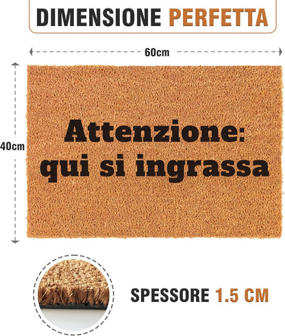 Zerbino Divertente - Attenzione: qui si ingrassa 40x60cm