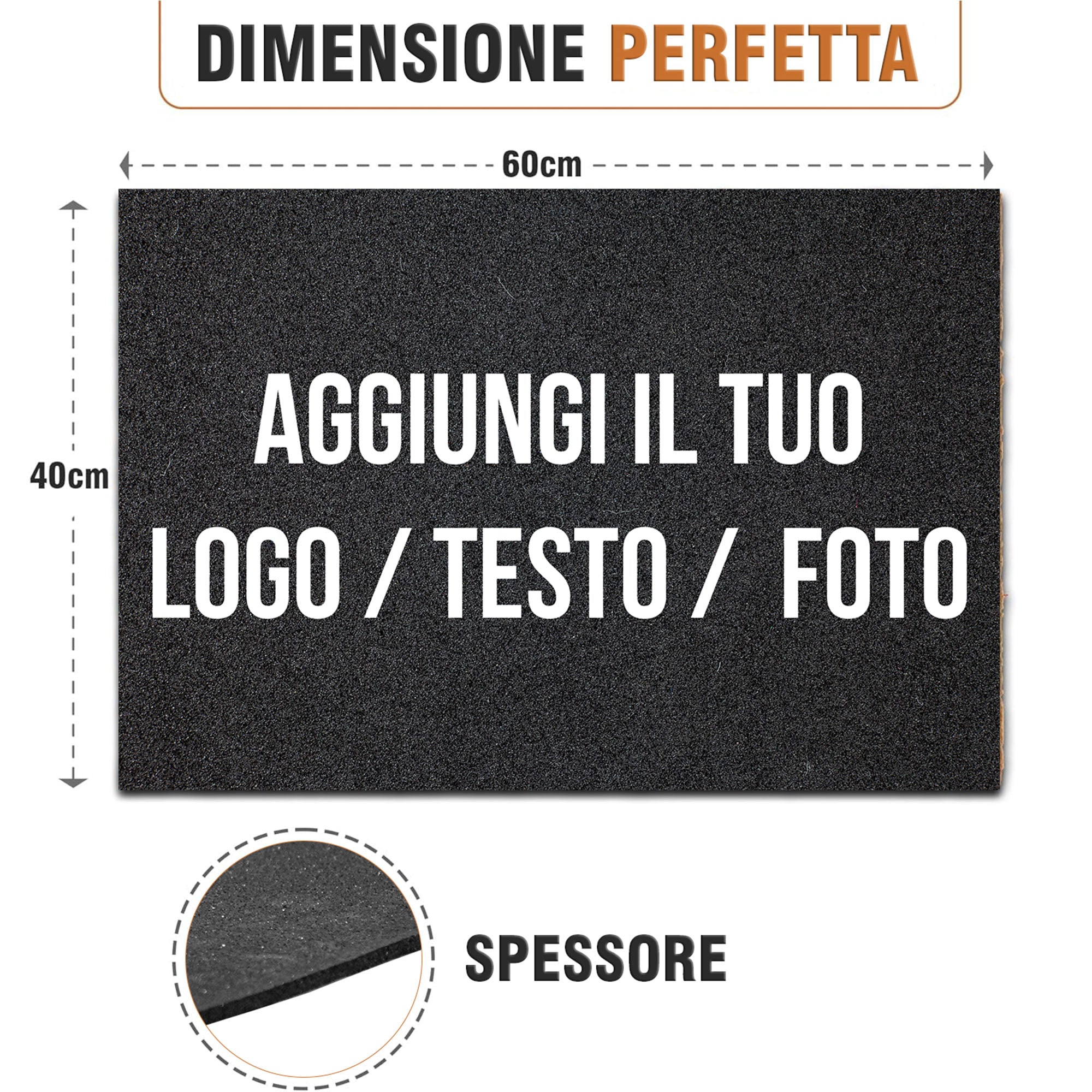 Zerbino personalizzato In Gomma 100% Riciclata  - Con testo, B2B perfetto per ristoranti, uffici, negozi, fibra di cocco