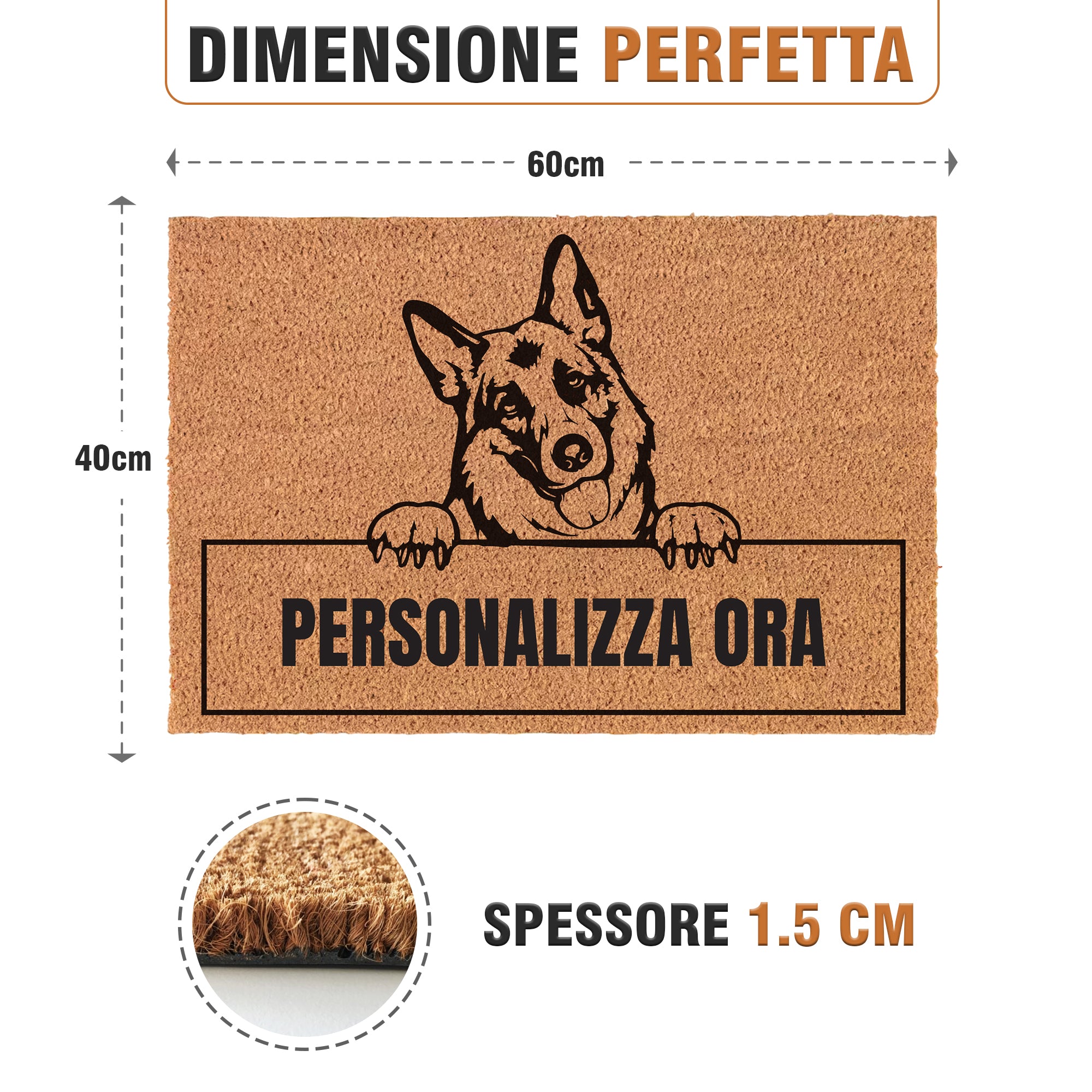 Zerbino Personalizzato Cane - in Fibra di Cocco, 40x60cm