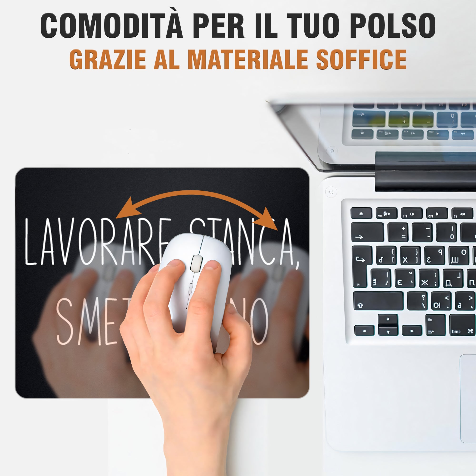 Tappetino Mouse Lavorare Stanca Smettere No - 18x23cm