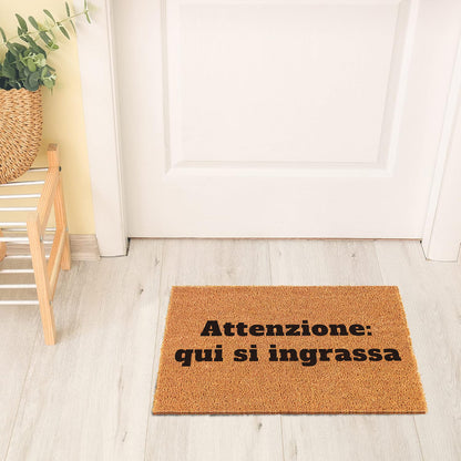Zerbino Divertente - Attenzione: qui si ingrassa 40x60cm