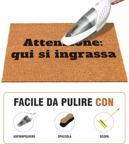 Zerbino Divertente - Attenzione: qui si ingrassa 40x60cm